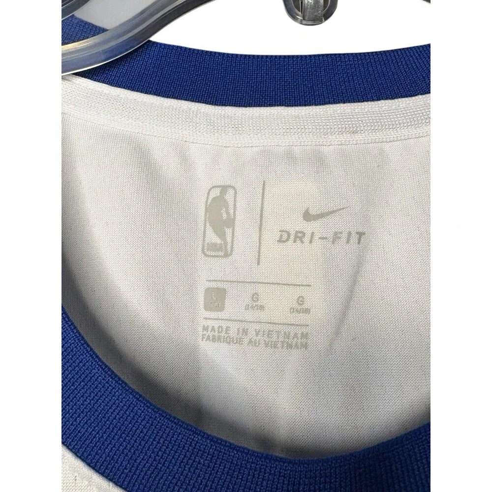Nike White and Blue Warriors #35 Basketball Jersey